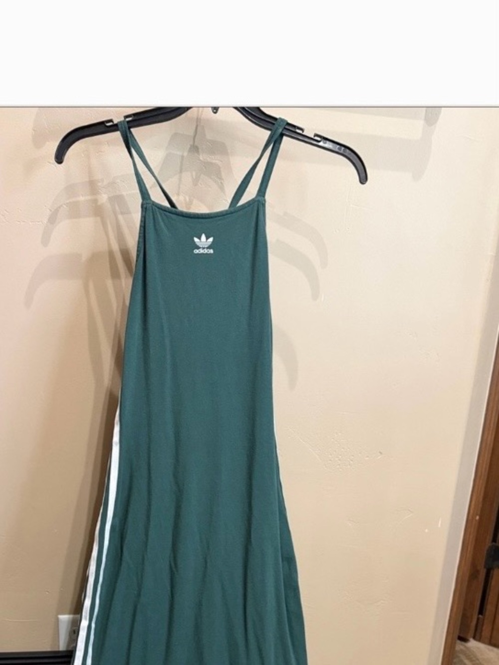 adidas Teal Double-Strap Maxi Dress with White Side Stripes